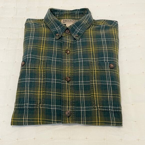 Duluth Trading Co Men’s L Green Plaid Flannel Shirt Long Sleeve Button-Down - Picture 11 of 11